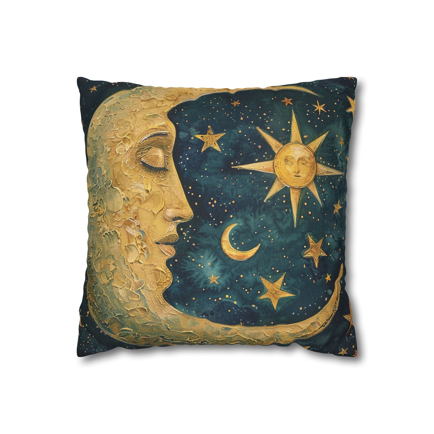 Square Pillowcase - Enchanting Moon Cushion Cover, Art Nouveau Mucha Art Decor