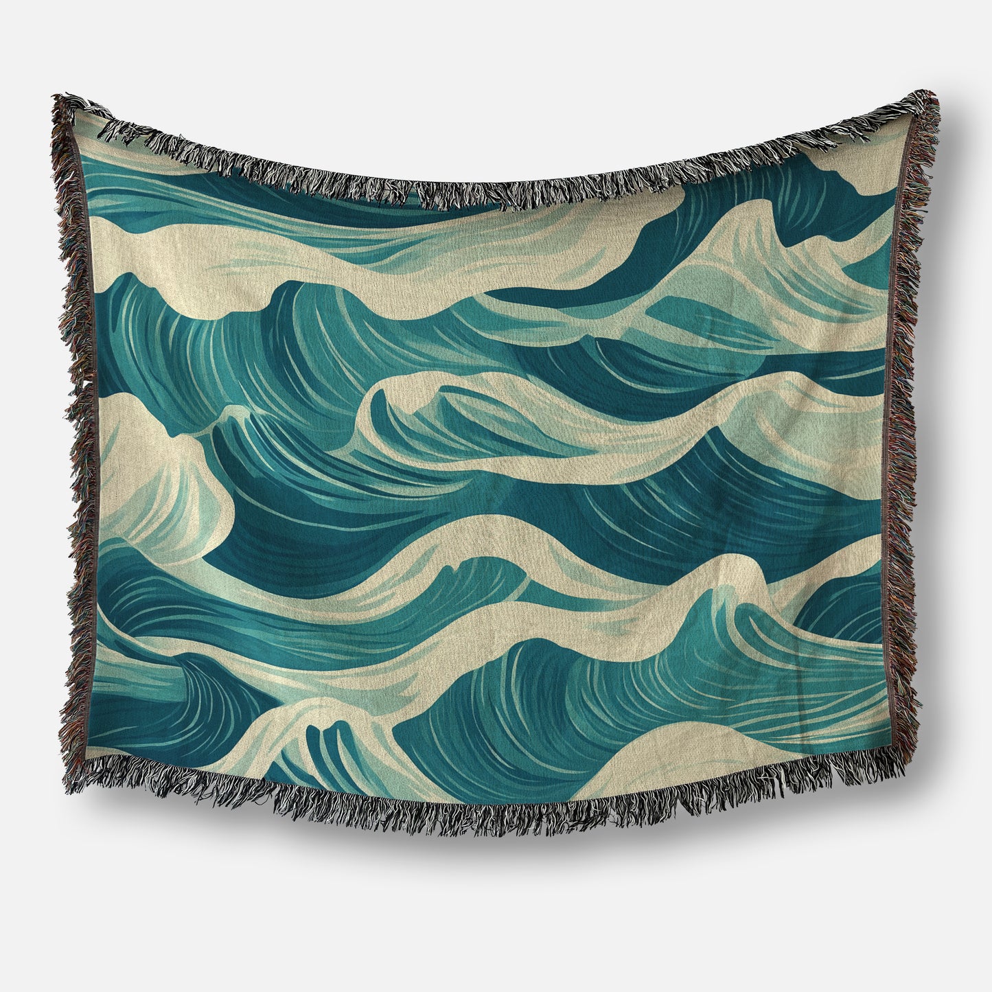 Beachy Woven Blanket For Home Decor, Beach Decor, Ocean Home Decor, Beach Lover Gift, Beach House Decor, Seashells Tapestry Wall Art