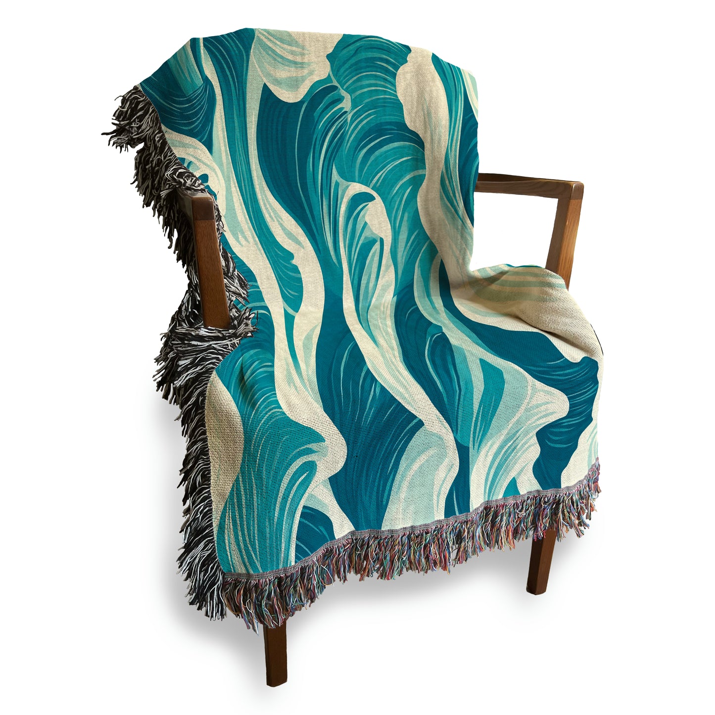 Beachy Woven Blanket For Home Decor, Beach Decor, Ocean Home Decor, Beach Lover Gift, Beach House Decor, Seashells Tapestry Wall Art