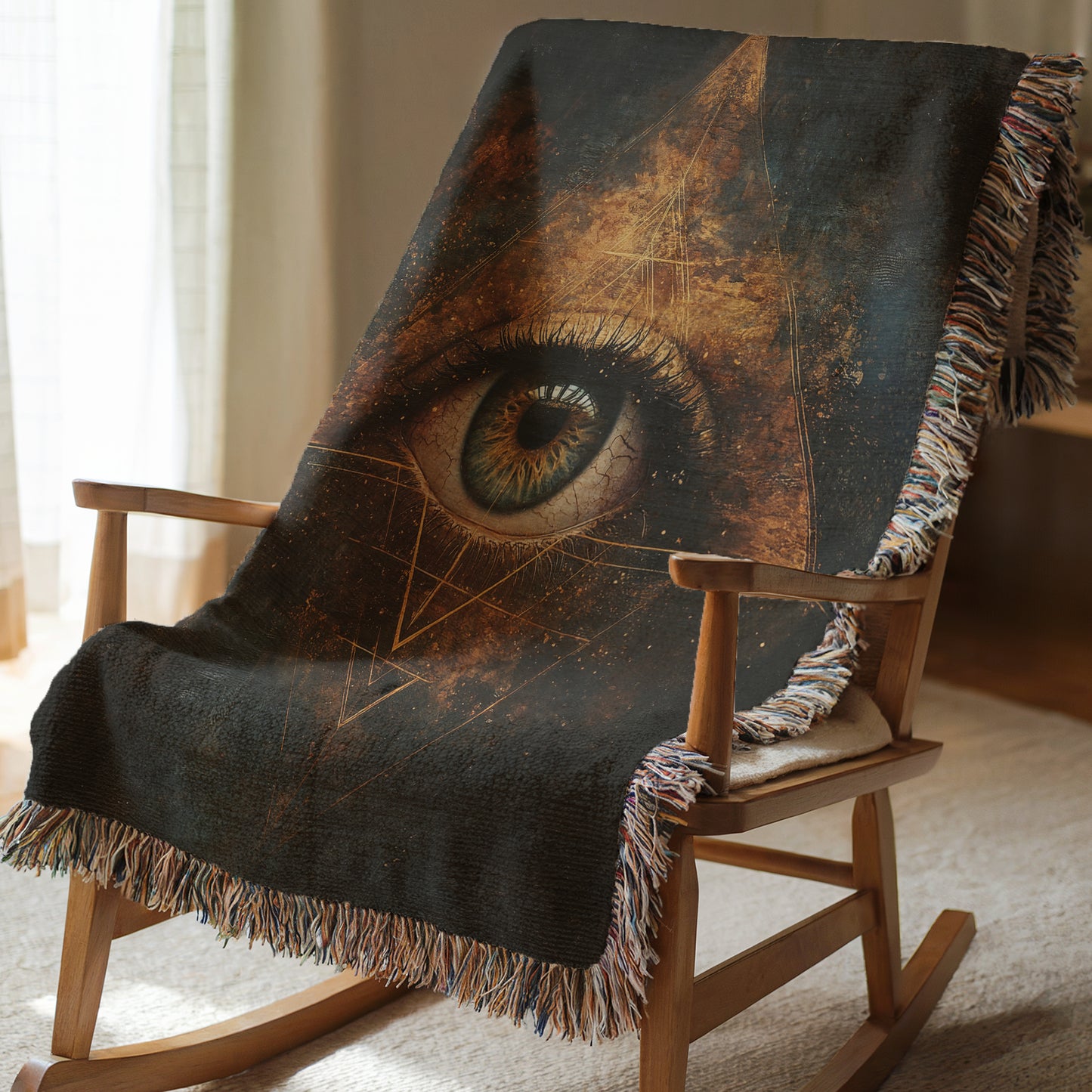 Third Eye Woven Blanket or Tapestry, Mucha Art Tapestry Wall Art, Mystical Decor, Witchy Gift, Yoga Blanket, Wimsigoth, Hippie Gift