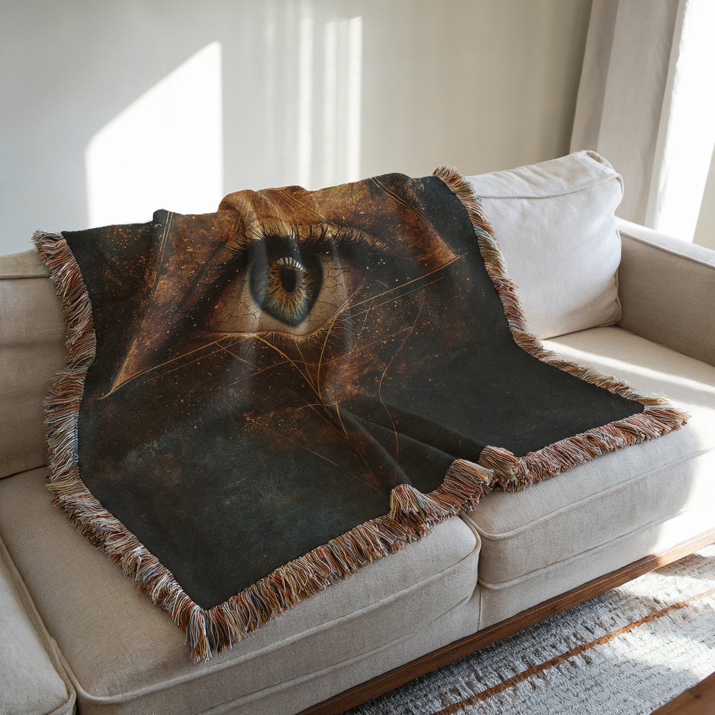 Third Eye Woven Blanket or Tapestry, Mucha Art Tapestry Wall Art, Mystical Decor, Witchy Gift, Yoga Blanket, Wimsigoth, Hippie Gift