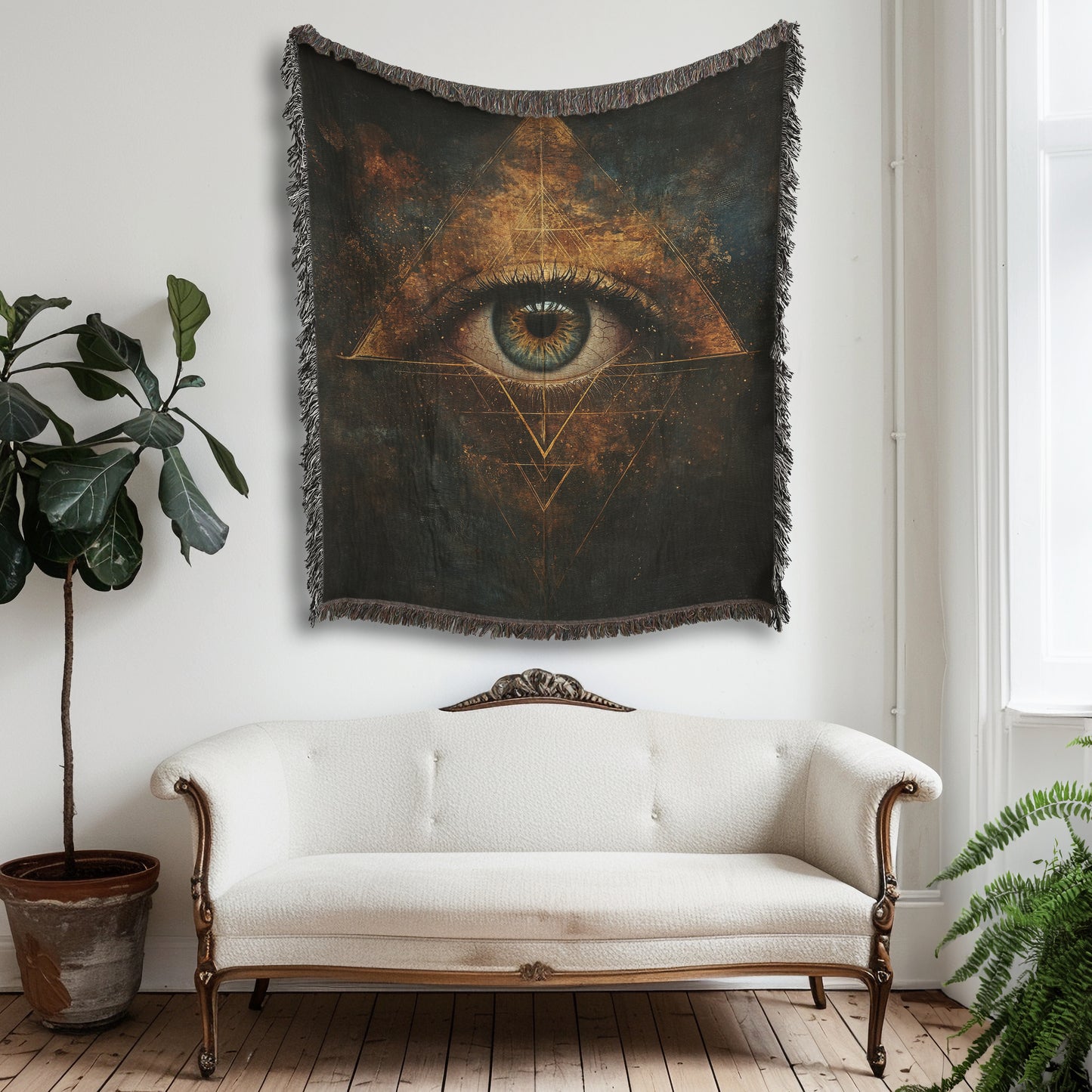 Third Eye Woven Blanket or Tapestry, Mucha Art Tapestry Wall Art, Mystical Decor, Witchy Gift, Yoga Blanket, Wimsigoth, Hippie Gift