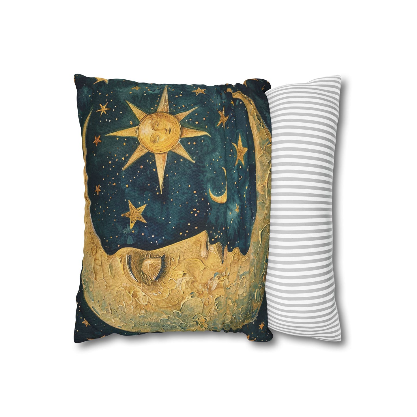 Square Pillowcase - Enchanting Moon Cushion Cover, Art Nouveau Mucha Art Decor