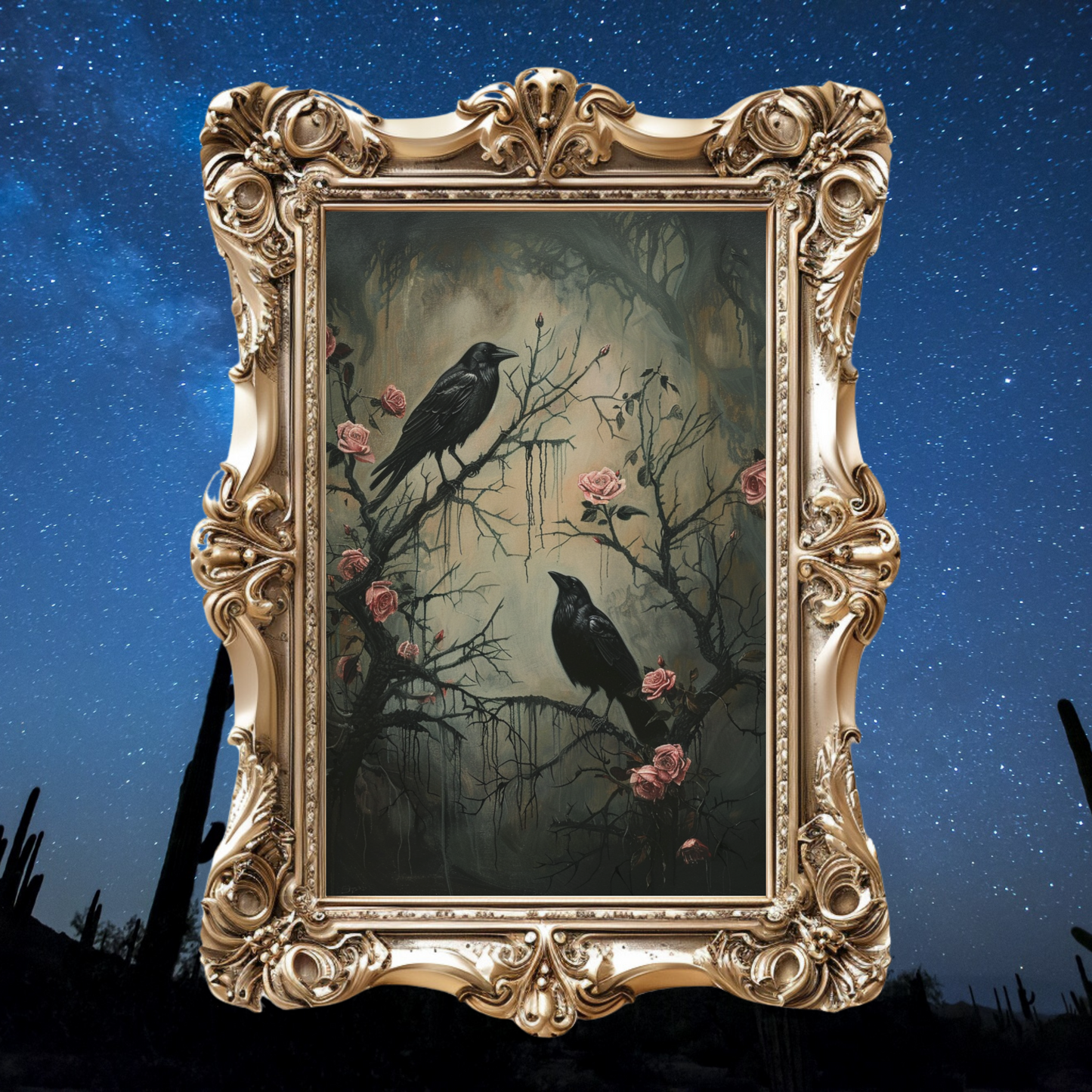 Dark Academia Raven Crow Moody Wall Art Print