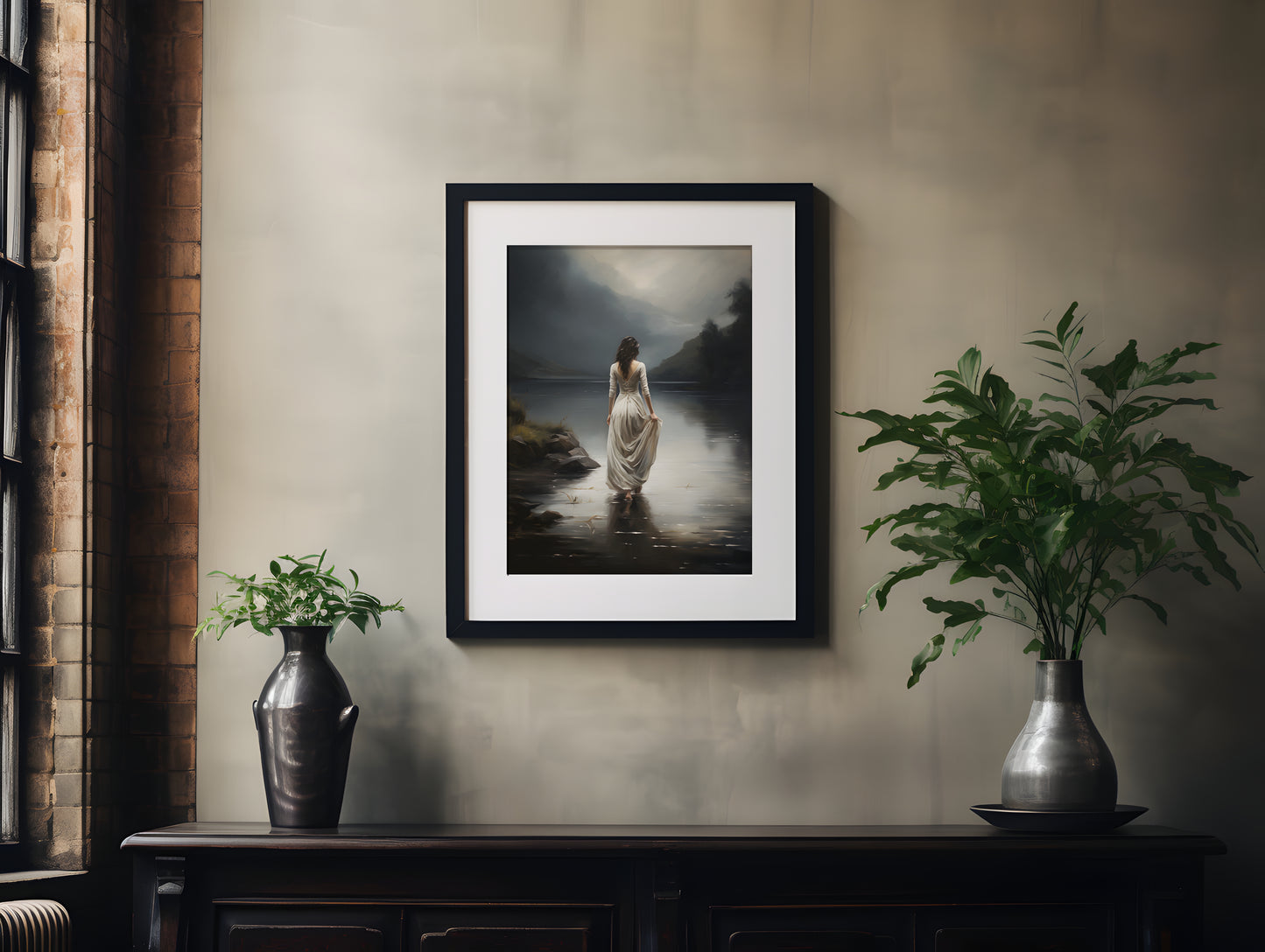 Walking Into The Lake - Dark Academia Print, Moody Victorian Wall Art, Dark Decor Aesthetic, Dark Cottagecore, Gothic Prints