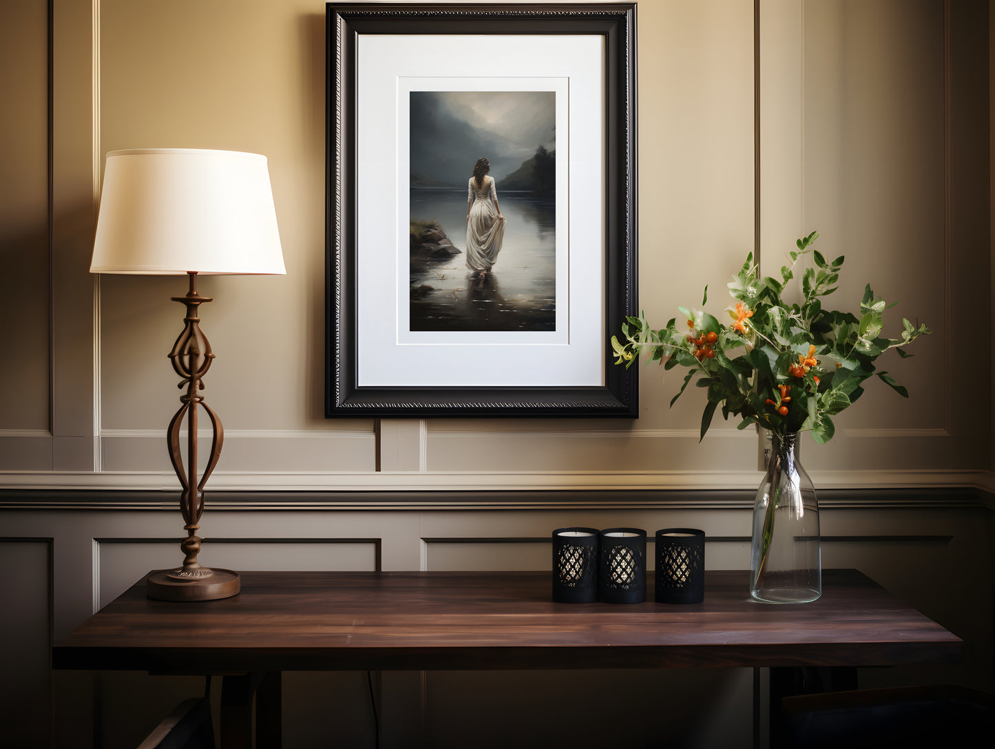 Walking Into The Lake - Dark Academia Print, Moody Victorian Wall Art, Dark Decor Aesthetic, Dark Cottagecore, Gothic Prints
