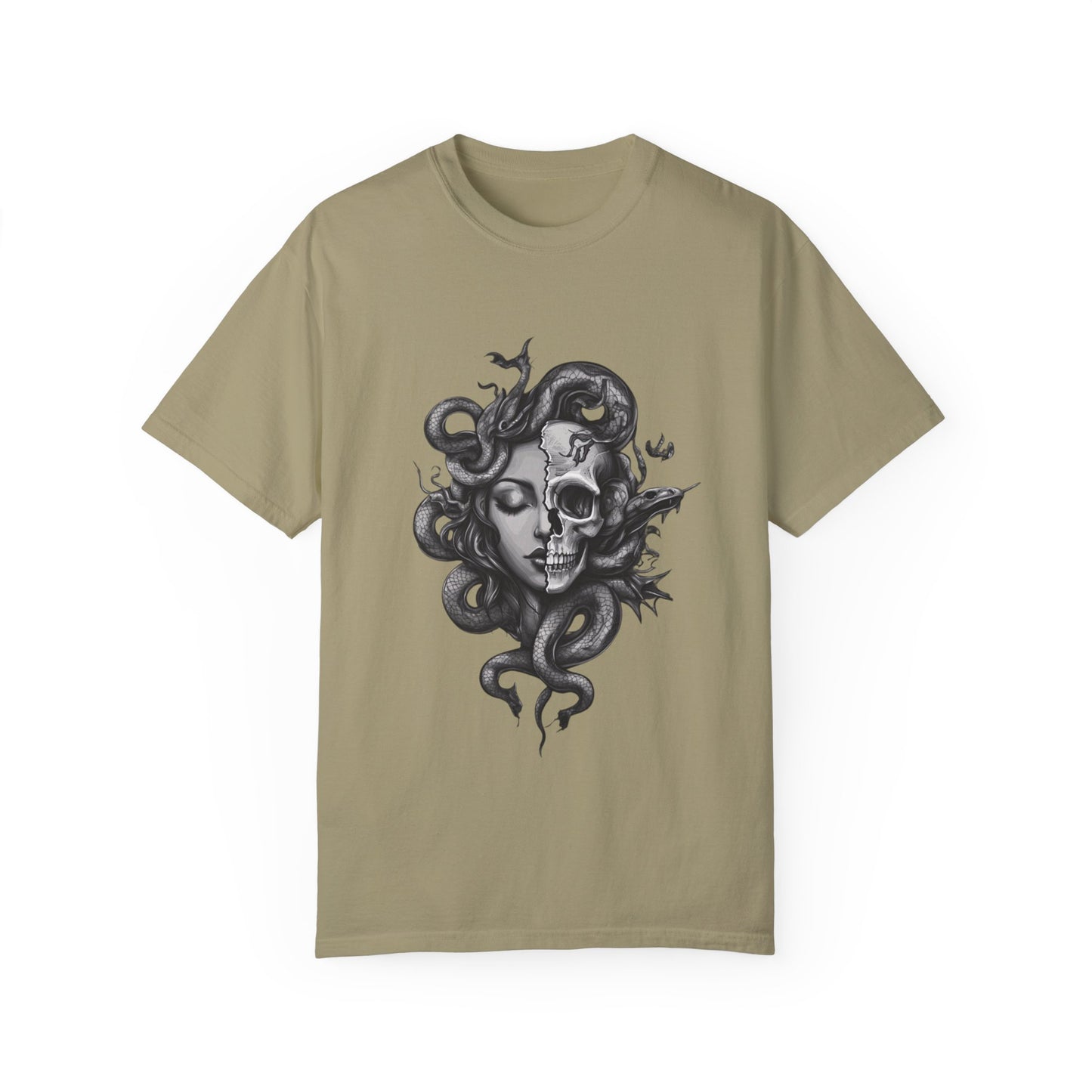 Vintage Women's Medusa Gothic T-shirt, Unisex Garment-Dyed Tee, Goth Gift for Her, Retro Graphic Shirt, Casual Top