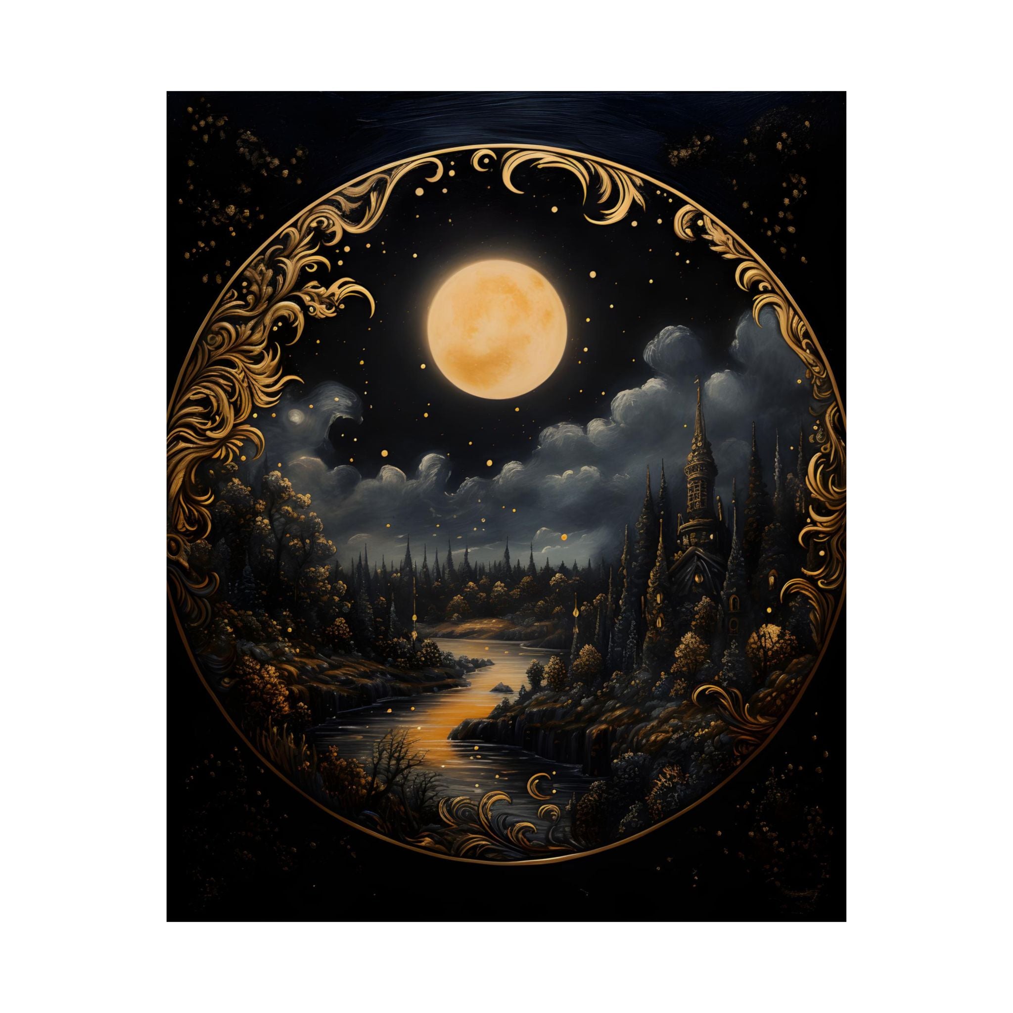 「MOON.」CLARITY ART Crescent Moon Art Print Art Nouveau Art Deco Decor Wall Art