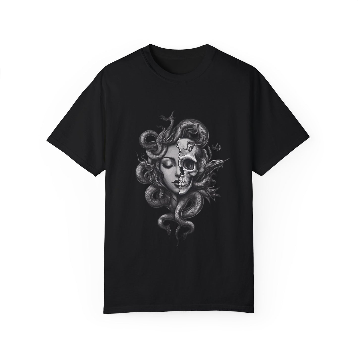 Vintage Women's Medusa Gothic T-shirt, Unisex Garment-Dyed Tee, Goth Gift for Her, Retro Graphic Shirt, Casual Top