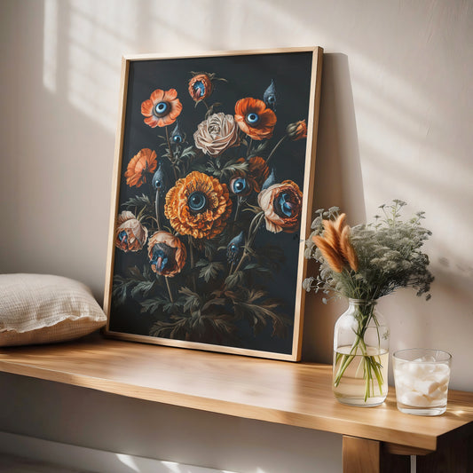 Fantasy Cottagecore Decor Creepy Bouquet For Cottagecore Decor Weirdcore Decor Gothic Art Print Dark Cottagecore Macabre Art Decor