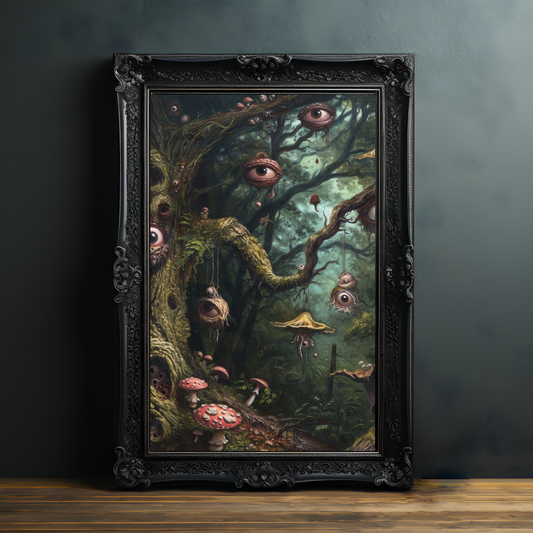 Fantasy Cottagecore Mushroom Decor Creepy Bouquet For Cottagecore Decor Weirdcore Decor Gothic Art Print Dark Cottagecore Macabre Art Decor