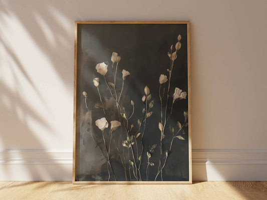 Moody Dark Flowers For Home Decor, Wall Gallery Art, Vintage Art, Flower Print, Dark Floral Print, Farmhouse Decor, Dark Academia Decor