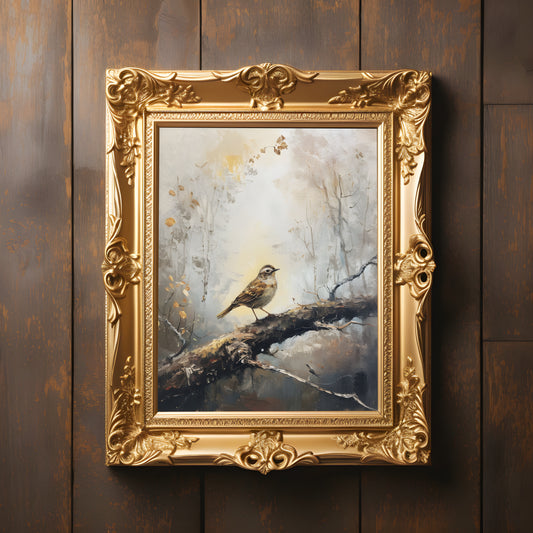 Bird Print Wall Art For Room Decor, Dark Academia Decor, Cottagecore Decor, Moody Wall Art, Nature Aesthetic, Antique Oil Painting