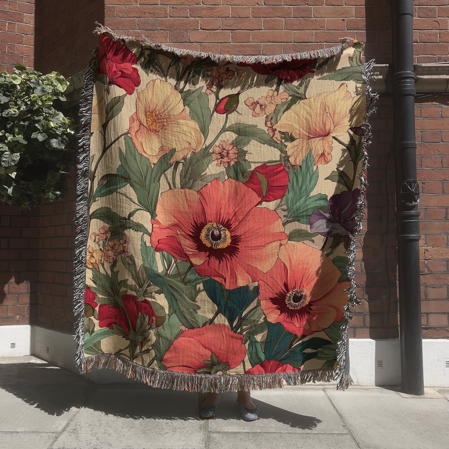 Moody Flowers Botanical Woven Blanket or Tapestry, Mucha Art Tapestry Wall Art, Botanical Home Decor, Witchy Gift, Moody Blanket, Wimsigoth