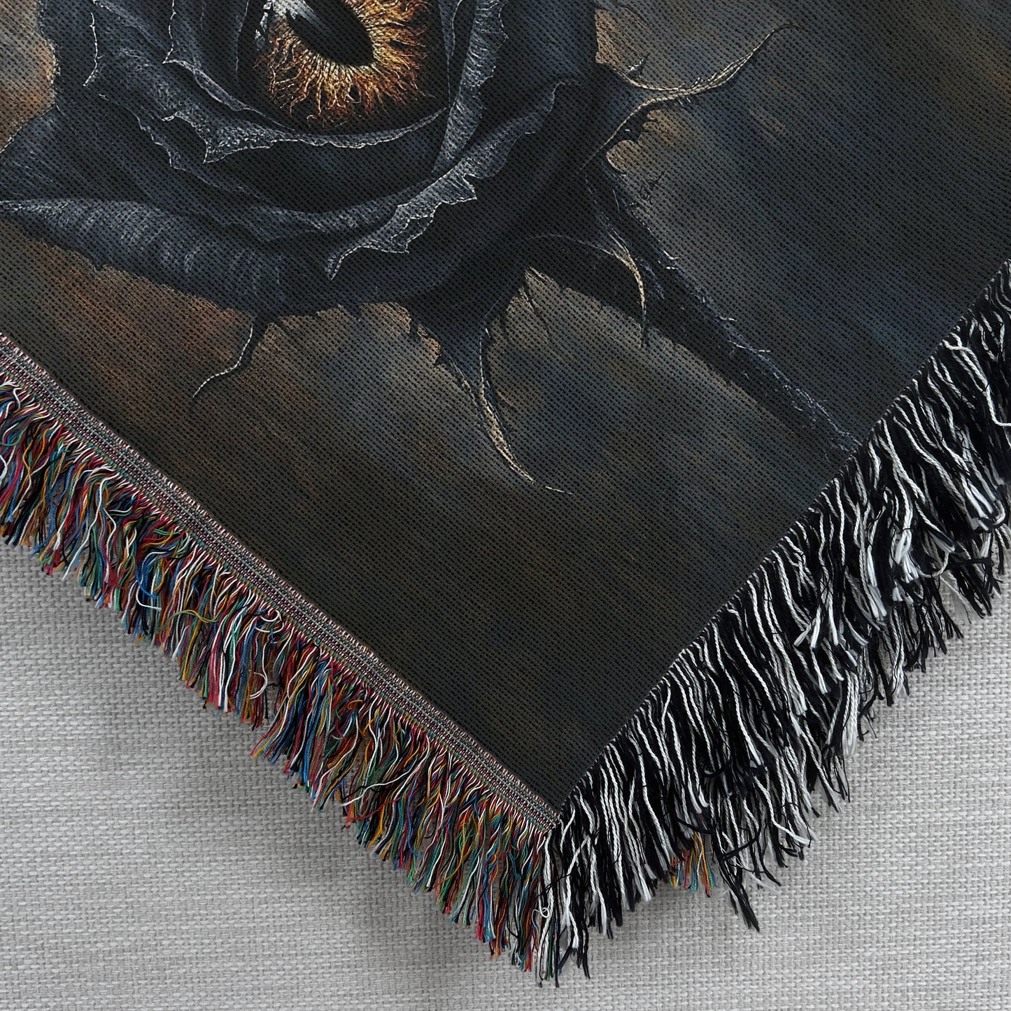 Gothic Black Rose Woven Blanket or Tapestry, Mucha Art Tapestry Wall Art, Mystical Decor, Witchy Gift, Yoga Blanket, Wimsigoth, Hippie Gift