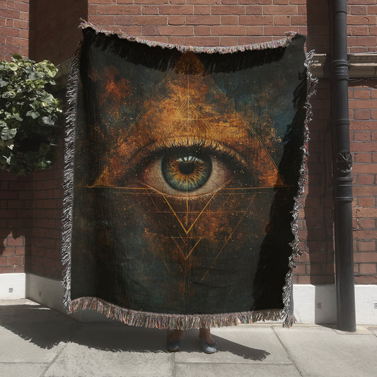 Third Eye Woven Blanket or Tapestry, Mucha Art Tapestry Wall Art, Mystical Decor, Witchy Gift, Yoga Blanket, Wimsigoth, Hippie Gift