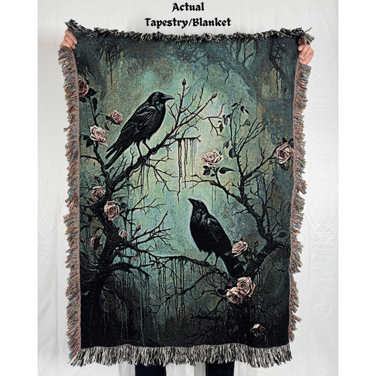 Raven Woven Blanket For Home Decor, Dark Academia, Wimsigoth Decor, Goth Gift, Crows Over Bros Merch, Witchy Gift, Moody Tapestry Wall Art