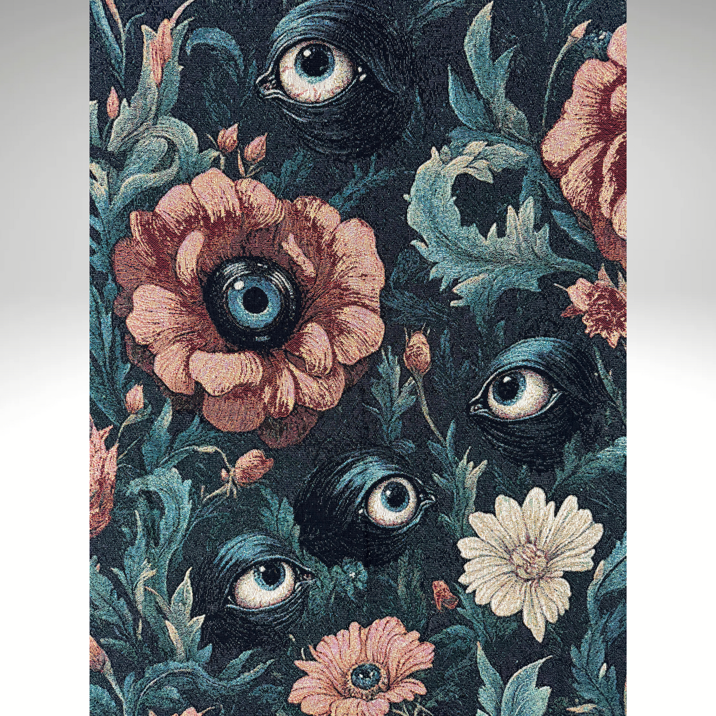 Floral Creepy Eyes Woven Blanket or Tapestry, Mucha Art Tapestry Wall Art, Mystical Decor, Witchy Gift, Yoga Blanket, Wimsigoth, Hippie Gift