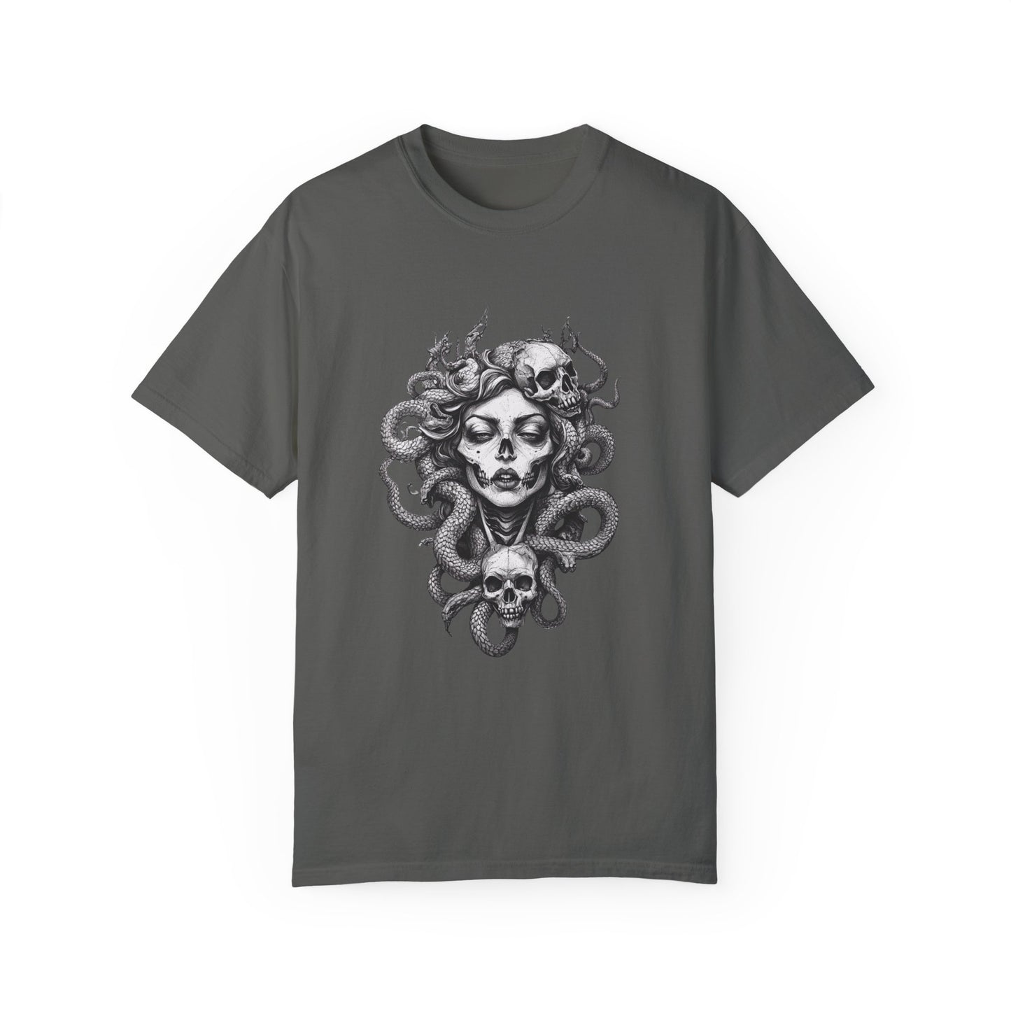 Vintage Women's Medusa Gothic T-shirt, Unisex Garment-Dyed Tee, Goth Gift for Her, Retro Graphic Shirt, Casual Top