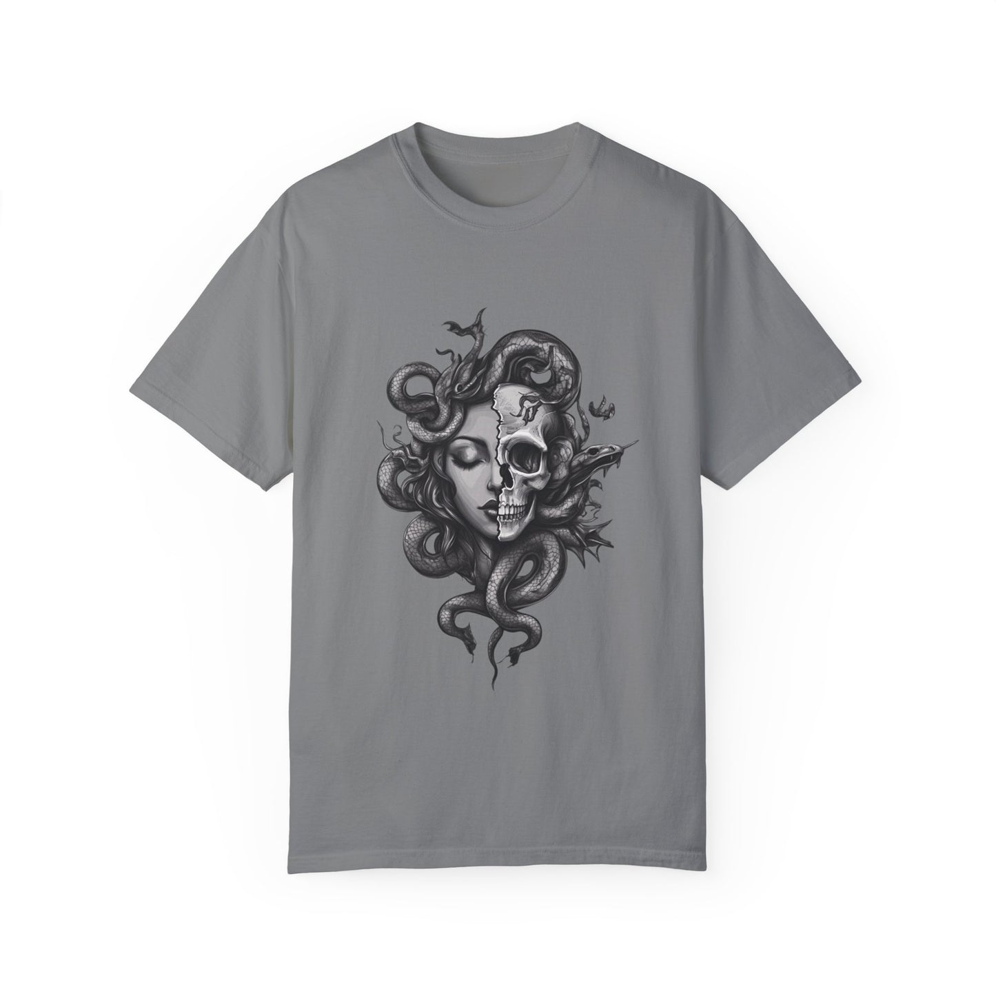 Vintage Women's Medusa Gothic T-shirt, Unisex Garment-Dyed Tee, Goth Gift for Her, Retro Graphic Shirt, Casual Top