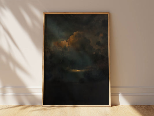 Dark Academia Decor Moody Clouds Wall Art, Vintage Moody Oil Painting Victorian Art, Antique Print, Goth Gift, Mom Gift