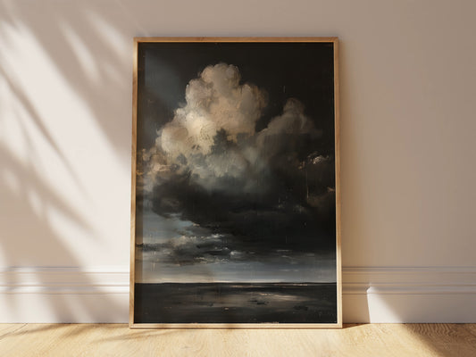 Dark Academia Decor Moody Clouds Wall Art, Vintage Moody Oil Painting Victorian Art, Antique Print, Goth Gift, Mom Gift